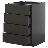 METOD / KNIVSHULT base cb 4 frnts/2 low/3 md drwrs, black-grey/Nickebo matt anthracite, 60x60 cm