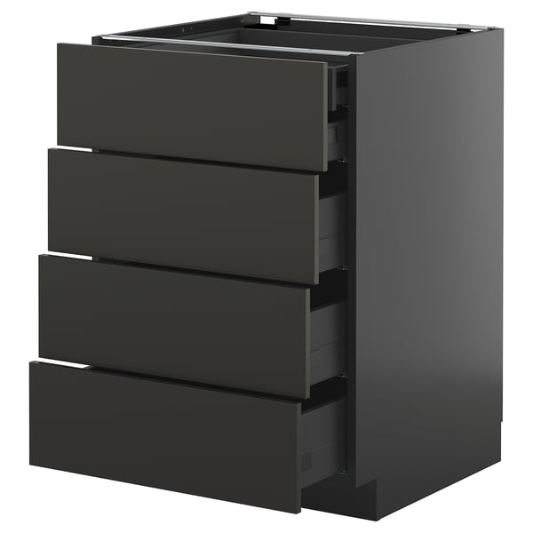 METOD / KNIVSHULT base cb 4 frnts/2 low/3 md drwrs, black-grey/Nickebo matt anthracite, 60x60 cm