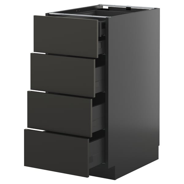 METOD / KNIVSHULT - METOD / KNIVSHULT Base cb 4 frnts/2 low/3 md drwrs, black-grey/Nickebo matt anthracite, 40x60 cm