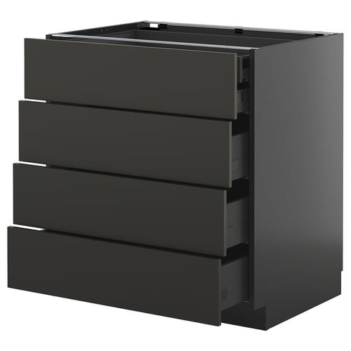METOD / KNIVSHULT - METOD / KNIVSHULT Base cb 4 frnts/2 low/3 md drwrs, black-grey/Nickebo matt anthracite, 80x60 cm