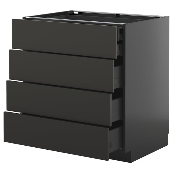 METOD / KNIVSHULT - METOD / KNIVSHULT Base cb 4 frnts/2 low/3 md drwrs, black-grey/Nickebo matt anthracite, 80x60 cm