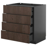 METOD / KNIVSHULT base cb 4 frnts/2 low/3 md drwrs, black-grey/Sinarp brown, 80x60 cm