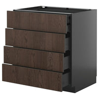 METOD / KNIVSHULT base cb 4 frnts/2 low/3 md drwrs, black-grey/Sinarp brown, 80x60 cm
