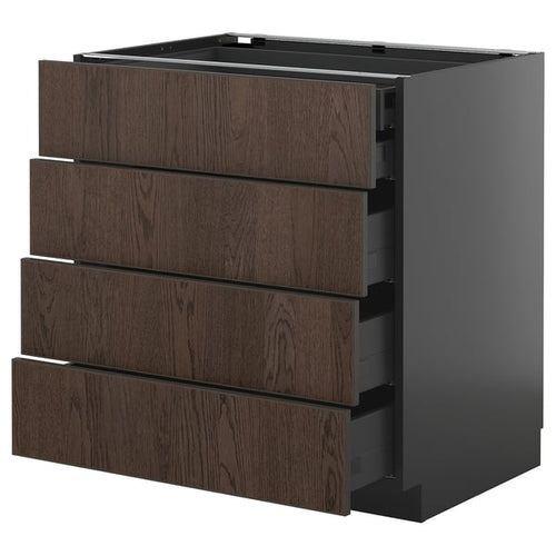 METOD / KNIVSHULT - METOD / KNIVSHULT Base cb 4 frnts/2 low/3 md drwrs, black-grey/Sinarp brown, 80x60 cm