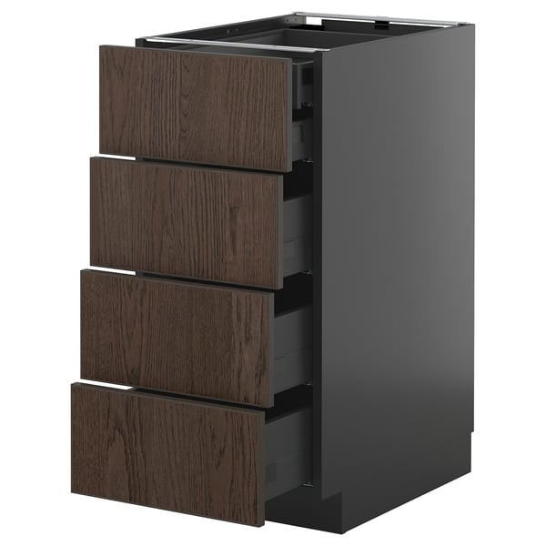 METOD / KNIVSHULT - METOD / KNIVSHULT Base cb 4 frnts/2 low/3 md drwrs, black-grey/Sinarp brown, 40x60 cm
