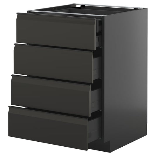 METOD / KNIVSHULT - METOD / KNIVSHULT Base cb 4 frnts/2 low/3 md drwrs, black-grey/Upplöv matt anthracite, 60x60 cm