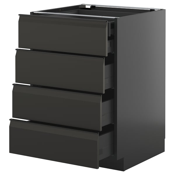 METOD / KNIVSHULT - METOD / KNIVSHULT Base cb 4 frnts/2 low/3 md drwrs, black-grey/Upplöv matt anthracite, 60x60 cm