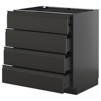 METOD / KNIVSHULT base cb 4 frnts/2 low/3 md drwrs, black-grey/Upplöv matt anthracite, 80x60 cm