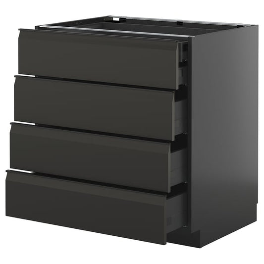 METOD / KNIVSHULT - METOD / KNIVSHULT Base cb 4 frnts/2 low/3 md drwrs, black-grey/Upplöv matt anthracite, 80x60 cm