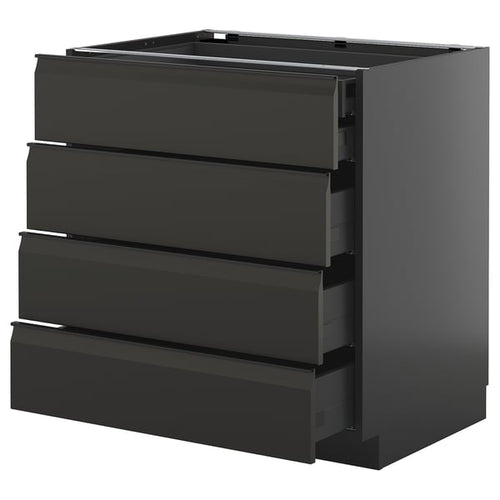 METOD / KNIVSHULT - METOD / KNIVSHULT Base cb 4 frnts/2 low/3 md drwrs, black-grey/Upplöv matt anthracite, 80x60 cm
