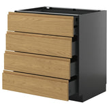 METOD / KNIVSHULT base cb 4 frnts/2 low/3 md drwrs, black-grey/Voxtorp oak effect, 80x60 cm