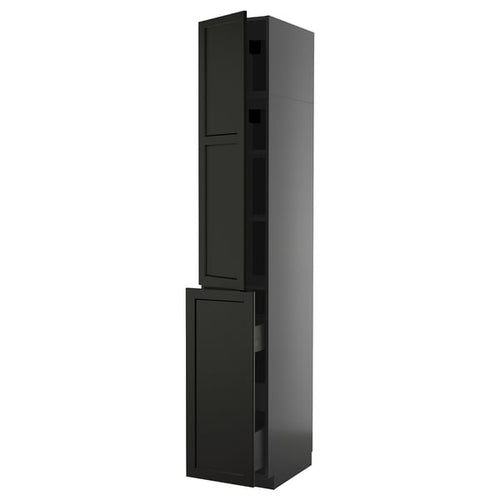 METOD / KNIVSHULT - METOD / KNIVSHULT Hc w p-o func 3drw/1dr/2shlv, black-grey/Lerhyttan black stained, 40x60x240 cm