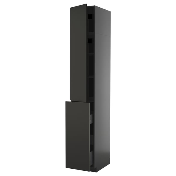 METOD / KNIVSHULT - METOD / KNIVSHULT Hc w p-o func 3drw/1dr/2shlv, black-grey/Nickebo matt anthracite, 40x60x240 cm