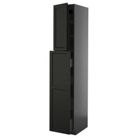 METOD / KNIVSHULT hc w p-o func 4drw/1dr/2shlv, black-grey/Lerhyttan black stained, 40x60x220 cm