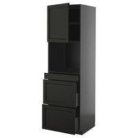 METOD / KNIVSHULT hi cab f micro combi w door/3 drwrs, black-grey/Lerhyttan black stained, 60x60x200 cm