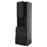 METOD / KNIVSHULT hi cab f micro combi w door/3 drwrs, black-grey/Lerhyttan black stained, 60x60x220 cm