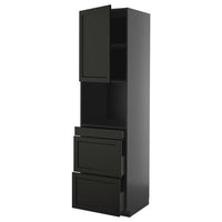 METOD / KNIVSHULT hi cab f micro combi w door/3 drwrs, black-grey/Lerhyttan black stained, 60x60x220 cm