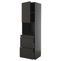 METOD / KNIVSHULT hi cab f micro combi w door/3 drwrs, black-grey/Nickebo matt anthracite, 60x60x220 cm