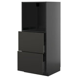 METOD / KNIVSHULT high cabinet w 2 drawers for oven, black-grey/Nickebo matt anthracite, 60x60x140 cm