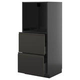 METOD / KNIVSHULT high cabinet w 2 drawers for oven, black-grey/Upplöv matt anthracite, 60x60x140 cm