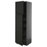 METOD / KNIVSHULT hi cab w 2 doors/4 drawers, black-grey/Lerhyttan black stained, 60x60x200 cm
