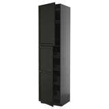 METOD / KNIVSHULT hi cab w 2 doors/4 drawers, black-grey/Lerhyttan black stained, 60x60x240 cm