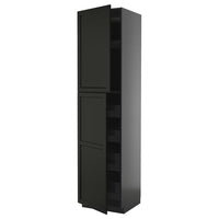 METOD / KNIVSHULT hi cab w 2 doors/4 drawers, black-grey/Lerhyttan black stained, 60x60x240 cm