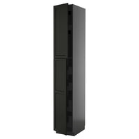 METOD / KNIVSHULT hi cab w 2 doors/4 drawers, black-grey/Lerhyttan black stained, 40x60x240 cm
