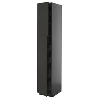 METOD / KNIVSHULT hi cab w 2 doors/4 drawers, black-grey/Nickebo matt anthracite, 40x60x220 cm