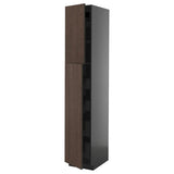 METOD / KNIVSHULT hi cab w 2 doors/4 drawers, black-grey/Sinarp brown, 40x60x220 cm