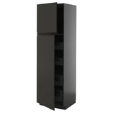 METOD / KNIVSHULT hi cab w 2 doors/4 drawers, black-grey/Upplöv matt anthracite, 60x60x200 cm