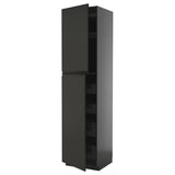 METOD / KNIVSHULT hi cab w 2 doors/4 drawers, black-grey/Upplöv matt anthracite, 60x60x240 cm