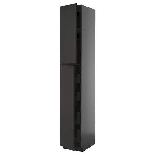 METOD / KNIVSHULT - METOD / KNIVSHULT Hi cab w 2 doors/4 drawers, black-grey/Upplöv matt anthracite, 40x60x240 cm