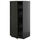 METOD / KNIVSHULT high cabinet with drawers, black-grey/Lerhyttan black stained, 60x60x140 cm