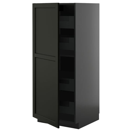 METOD / KNIVSHULT - METOD / KNIVSHULT High cabinet with drawers, black-grey/Lerhyttan black stained, 60x60x140 cm
