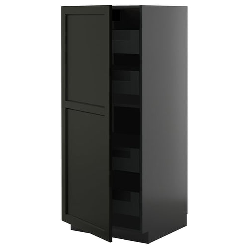 METOD / KNIVSHULT - METOD / KNIVSHULT High cabinet with drawers, black-grey/Lerhyttan black stained, 60x60x140 cm