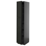 METOD / KNIVSHULT high cabinet with drawers, black-grey/Lerhyttan black stained, 40x60x200 cm
