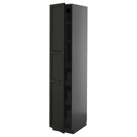 METOD / KNIVSHULT high cabinet with drawers, black-grey/Lerhyttan black stained, 40x60x200 cm