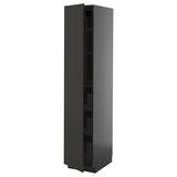 METOD / KNIVSHULT high cabinet with drawers, black-grey/Nickebo matt anthracite, 40x60x200 cm