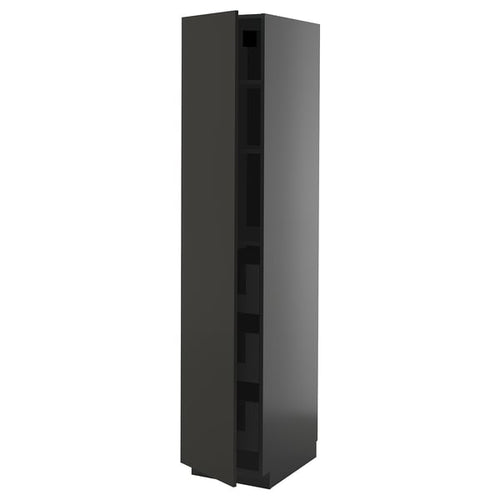 METOD / KNIVSHULT - METOD / KNIVSHULT High cabinet with drawers, black-grey/Nickebo matt anthracite, 40x60x200 cm