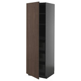 METOD / KNIVSHULT high cabinet with drawers, black-grey/Sinarp brown, 60x60x200 cm