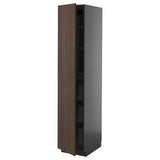 METOD / KNIVSHULT high cabinet with drawers, black-grey/Sinarp brown, 40x60x200 cm