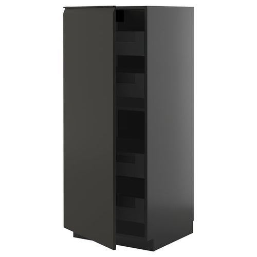 METOD / KNIVSHULT - METOD / KNIVSHULT High cabinet with drawers, black-grey/Upplöv matt anthracite, 60x60x140 cm