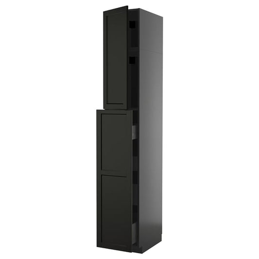 METOD / KNIVSHULT - METOD / KNIVSHULT Hc w p-o func 1dr/4drw, black-grey/Lerhyttan black stained, 40x60x240 cm