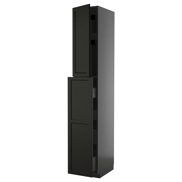 METOD / KNIVSHULT hc w p-o func 1dr/4drw, black-grey/Lerhyttan black stained, 40x60x240 cm