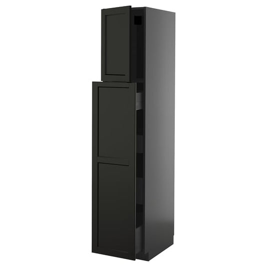 METOD / KNIVSHULT - METOD / KNIVSHULT Hc w p-o func 1dr/4drw, black-grey/Lerhyttan black stained, 40x60x200 cm