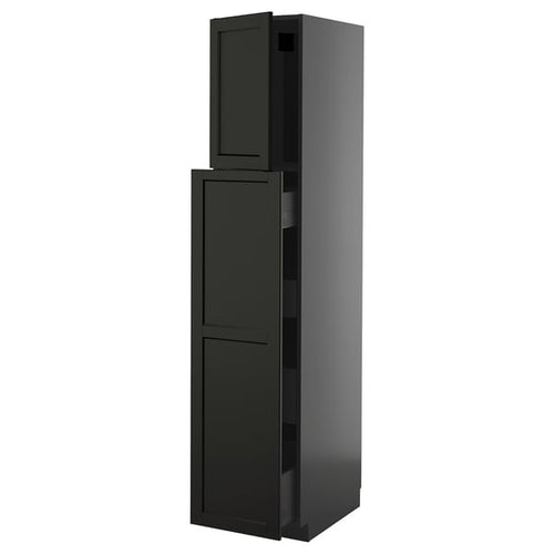 METOD / KNIVSHULT - METOD / KNIVSHULT Hc w p-o func 1dr/4drw, black-grey/Lerhyttan black stained, 40x60x200 cm