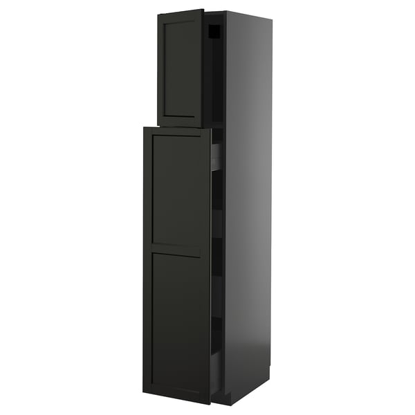 METOD / KNIVSHULT - METOD / KNIVSHULT Hc w p-o func 1dr/4drw, black-grey/Lerhyttan black stained, 40x60x200 cm