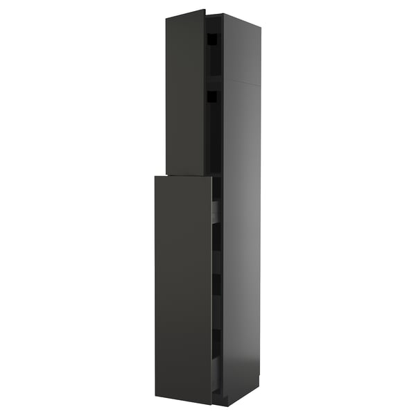 METOD / KNIVSHULT - METOD / KNIVSHULT Hc w p-o func 1dr/4drw, black-grey/Nickebo matt anthracite, 40x60x240 cm