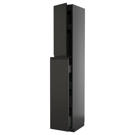 METOD / KNIVSHULT - METOD / KNIVSHULT Hc w p-o func 1dr/4drw, black-grey/Upplöv matt anthracite, 40x60x240 cm